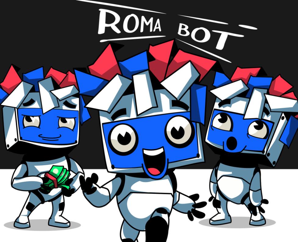 Roma Bot 機(jī)器人電腦屏幕IP卡通吉祥物設(shè)計(jì)