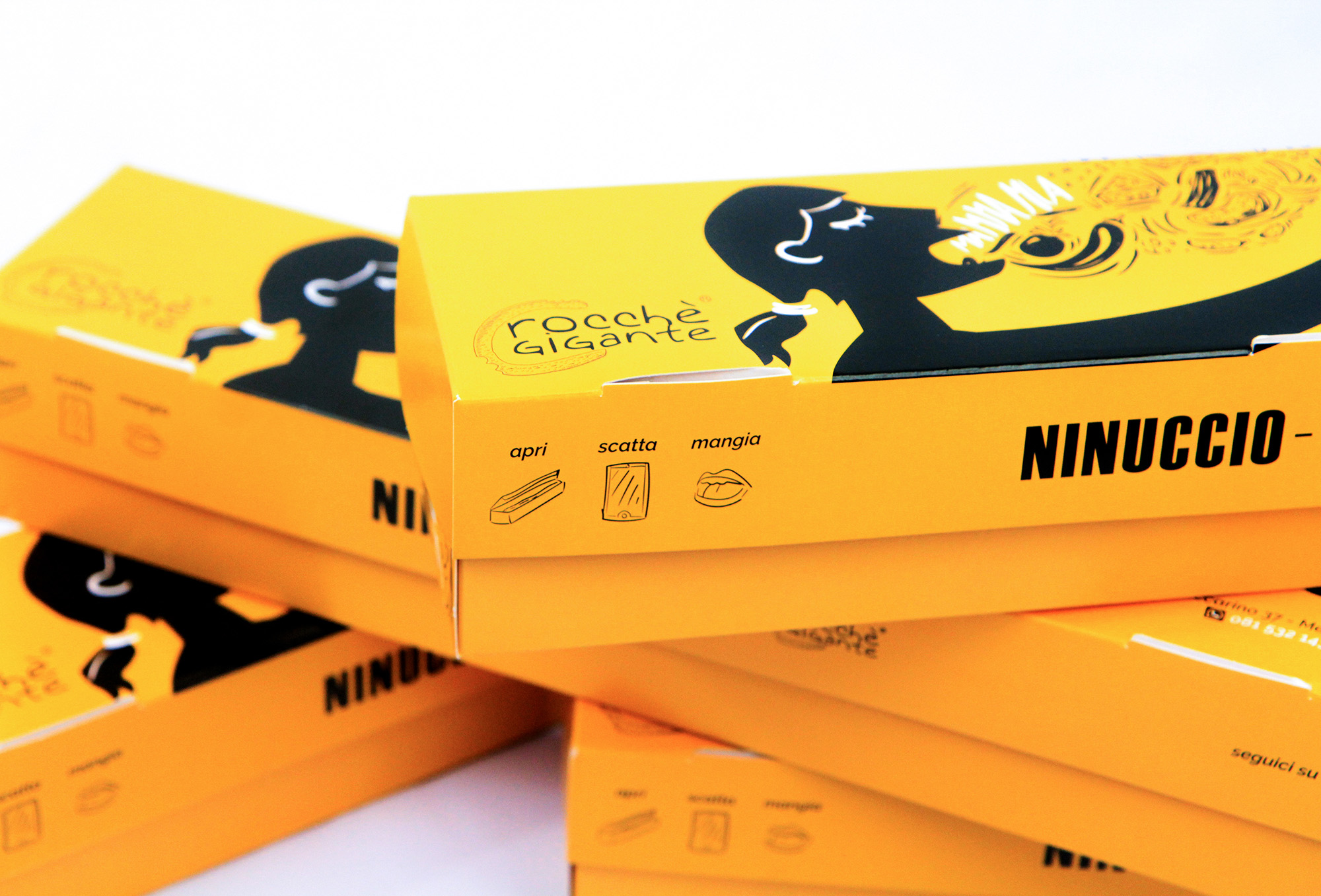 crocchè休閑食品創意包裝設計，張開的手與嘴巴插畫