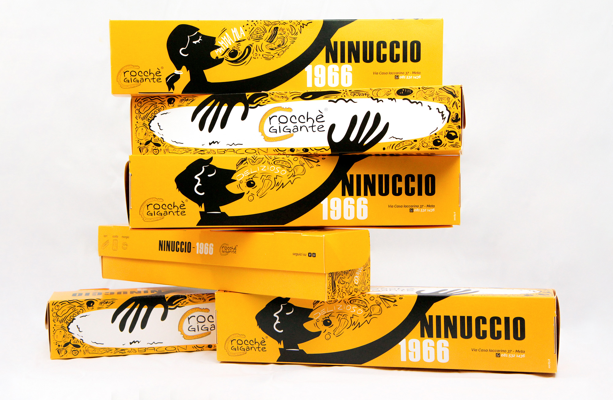 crocchè休閑食品創意包裝設計，張開的手與嘴巴插畫