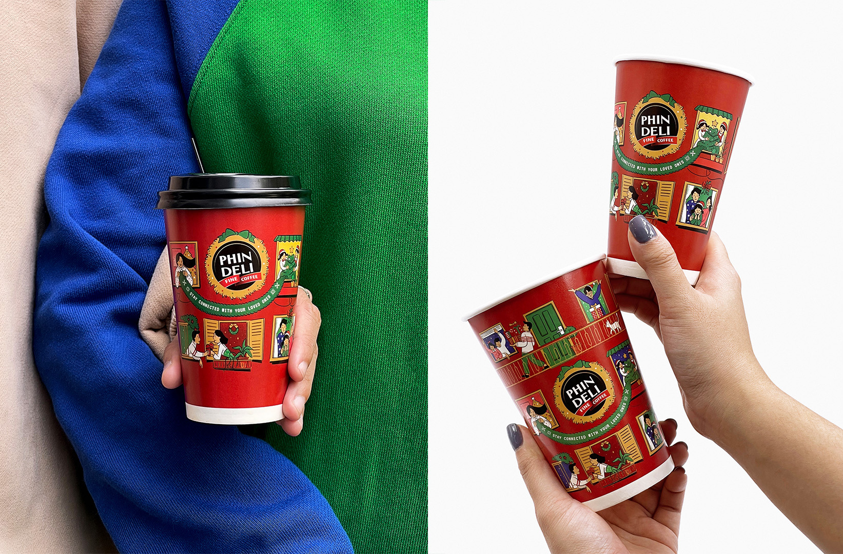 菲德利便攜杯裝咖啡節日裝包裝設計，咖啡讓我們聯系更緊密