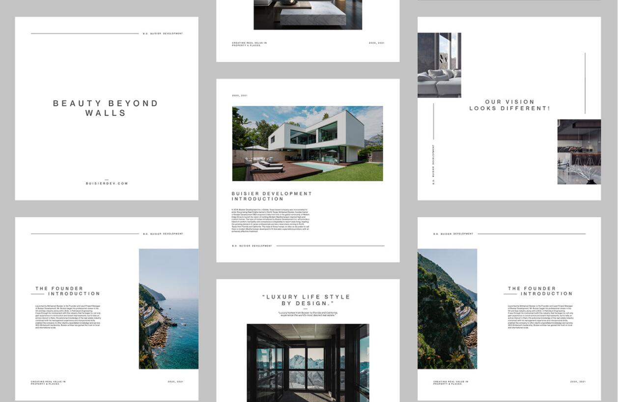 Buisier 別墅地產項目logo設計vi形象設計，B+D字母+方框
