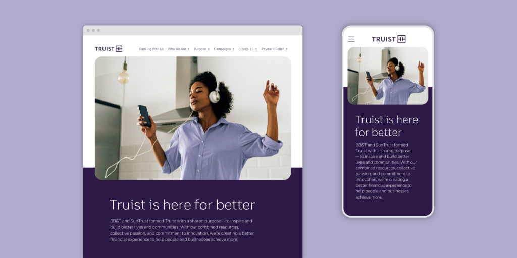 Truist 銀行金融品牌創建品牌命名logo設計vi設計，兩個字母T+圓角方形版式