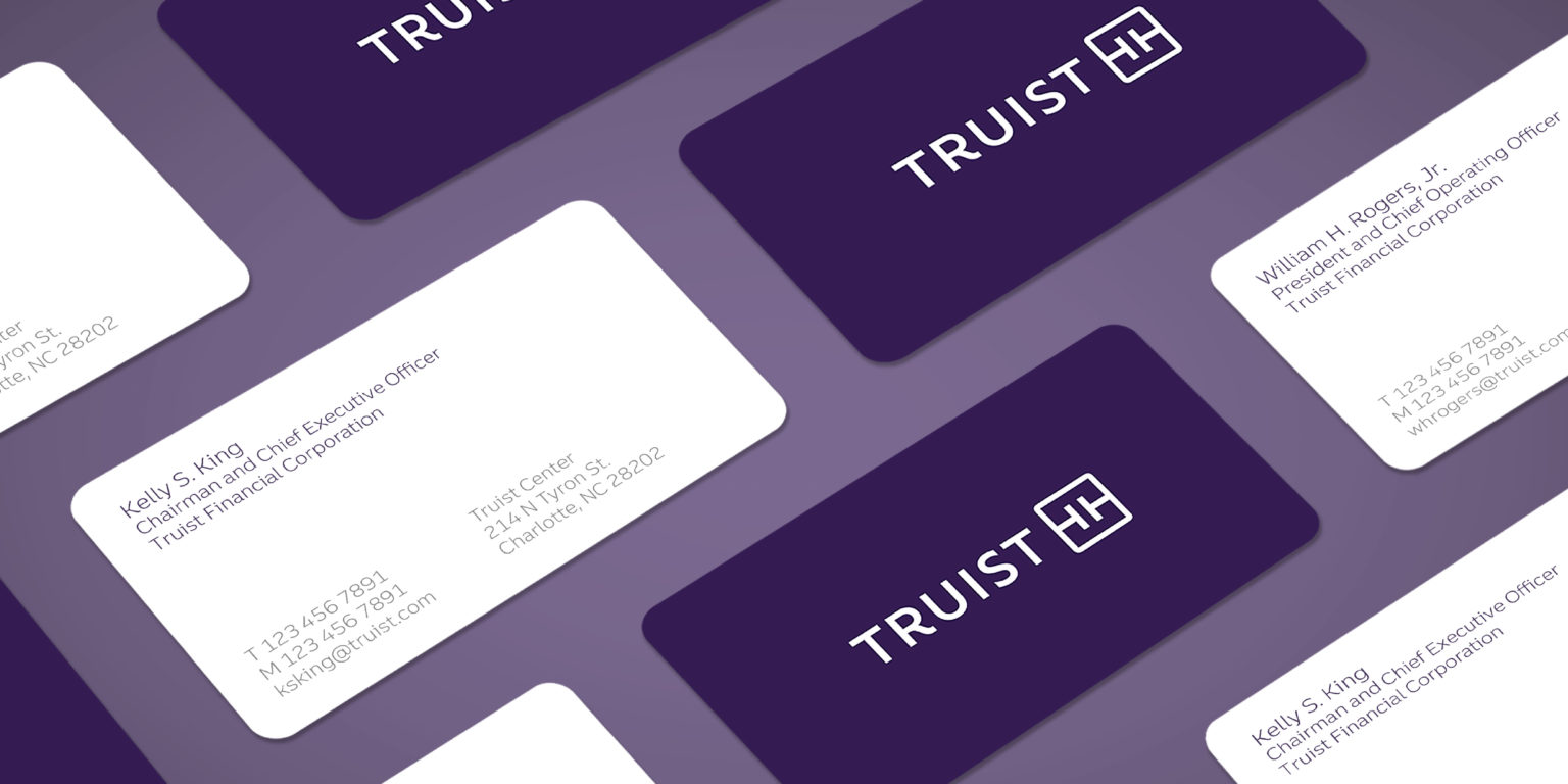 Truist 銀行金融品牌創建品牌命名logo設計vi設計，兩個字母T+圓角方形版式