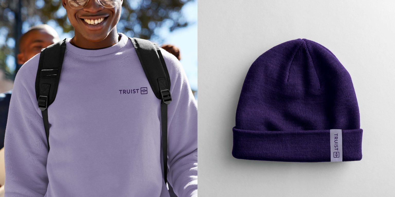 Truist 銀行金融品牌創建品牌命名logo設計vi設計，兩個字母T+圓角方形版式