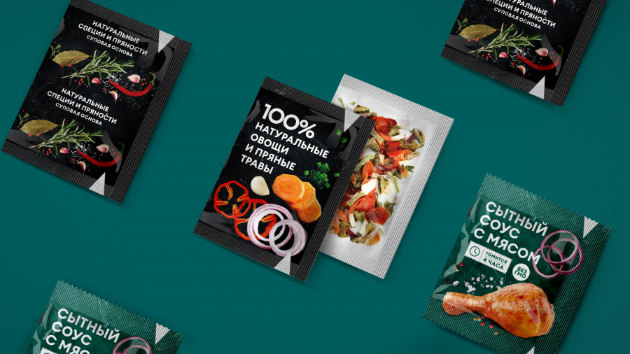 Big Lunch品牌桶裝方便面更新包裝設計概念“廚師刀下剛切出來的食料”-配料包裝