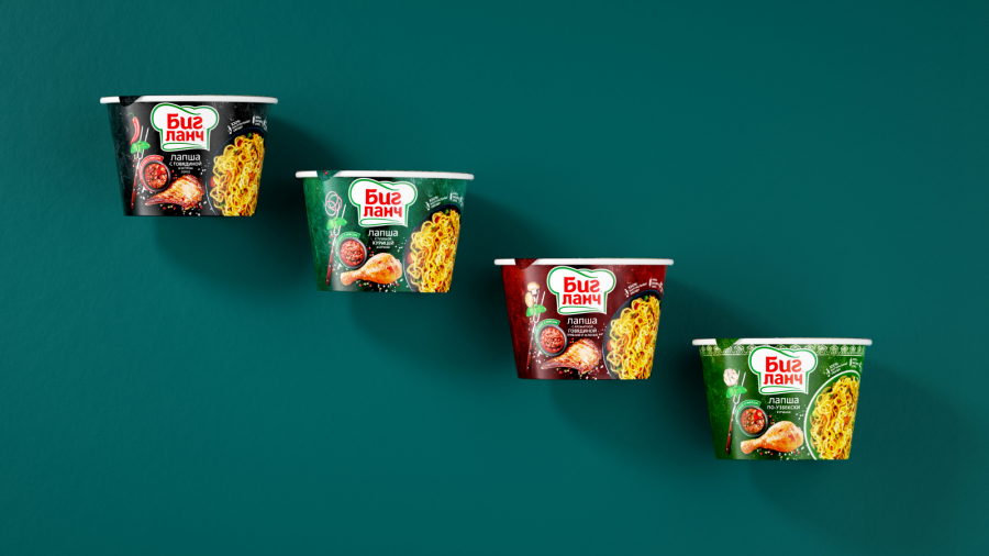 Big Lunch品牌桶裝方便面更新包裝設計概念“廚師刀下剛切出來的食料”