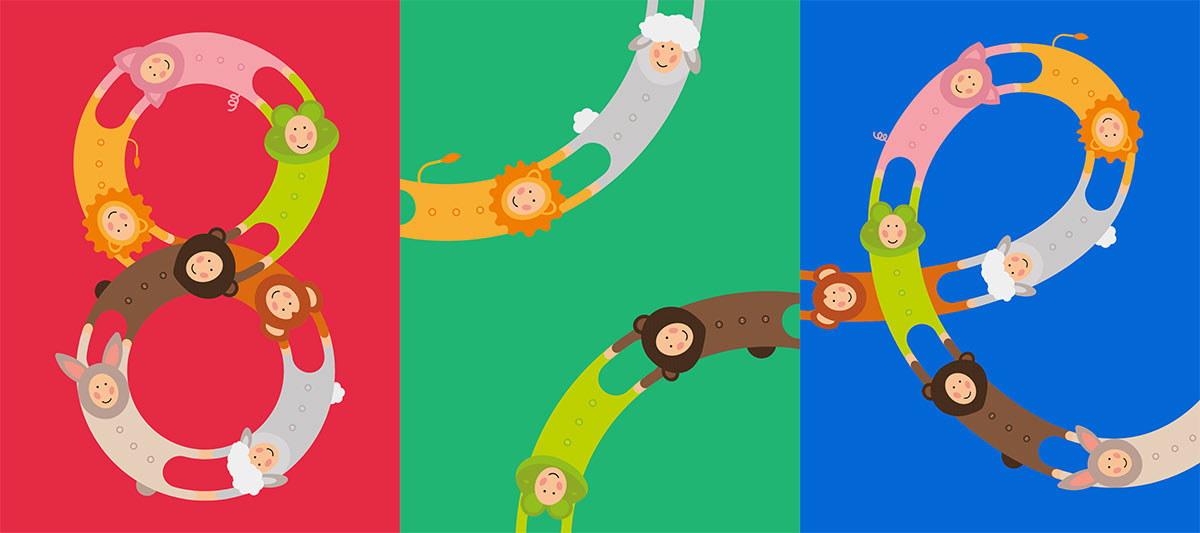 Baby City 嬰兒城嬰兒用品品牌vi設計，首尾相連的卡通人物視覺