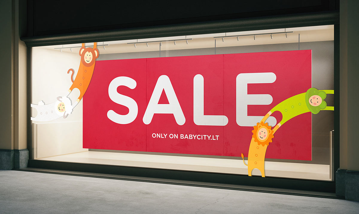 Baby City 嬰兒城嬰兒用品品牌vi設計，首尾相連的卡通人物視覺