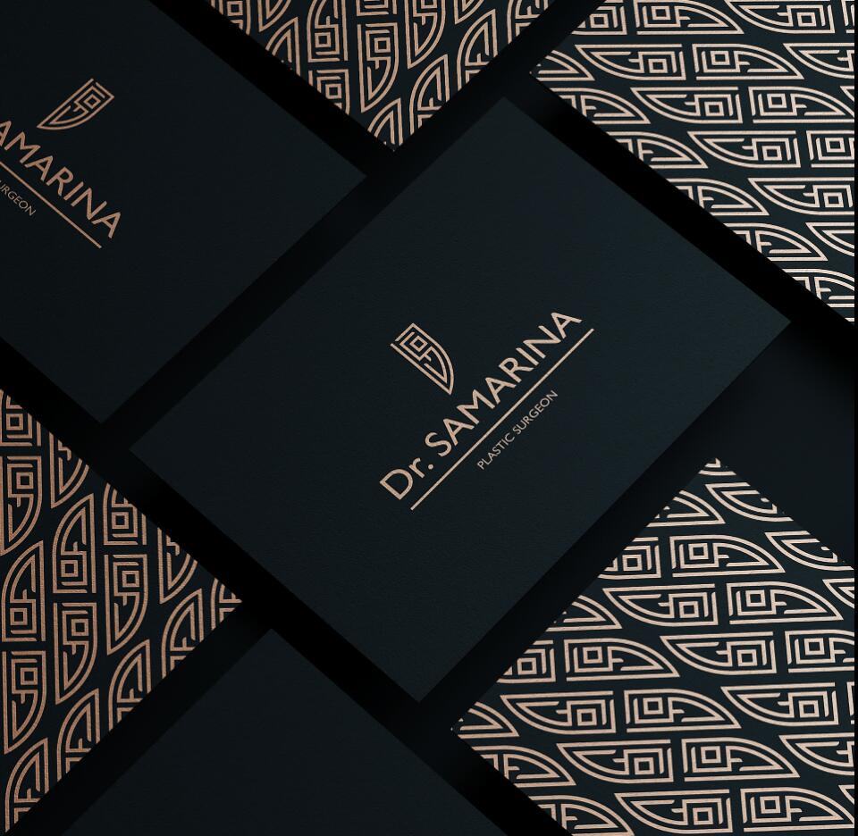 Dr.samarina 美容整形診所醫(yī)院logo設(shè)計(jì)，“字母DSO+手術(shù)刀”圖形創(chuàng)意