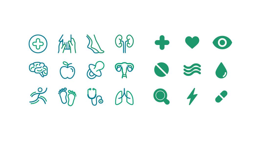 Esmeralda 保健診所醫院logo設計vi設計，醫療十字、膠囊與愛心元素