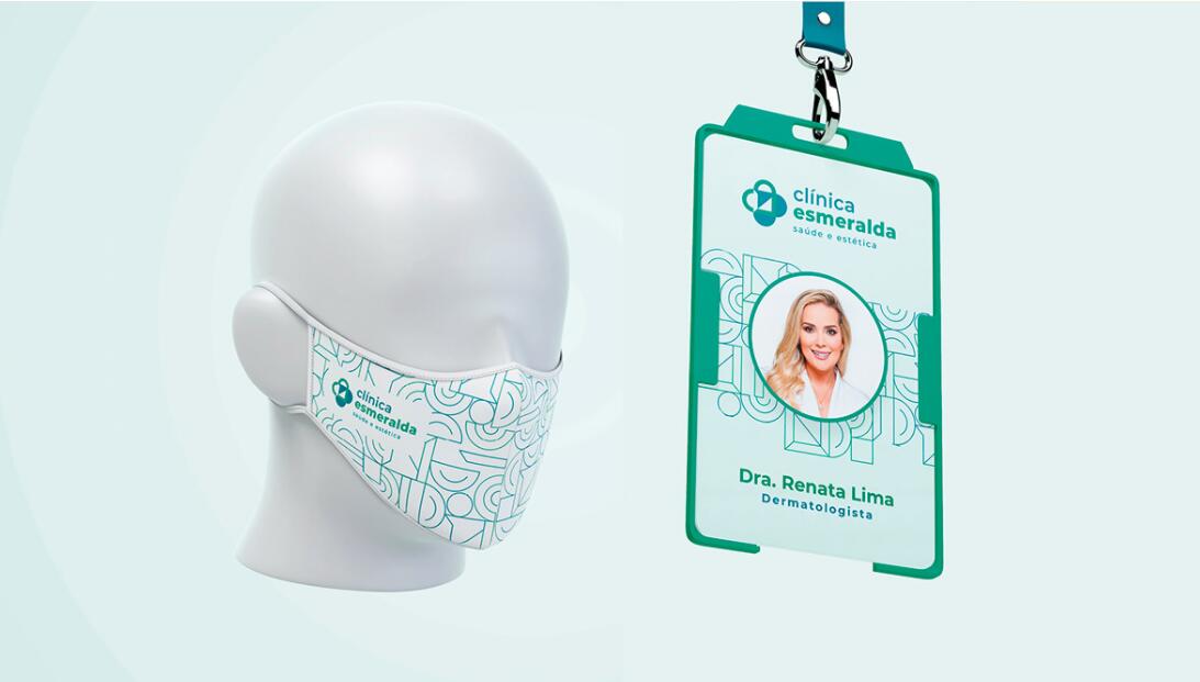 Esmeralda 保健診所醫院logo設計vi設計，醫療十字、膠囊與愛心元素