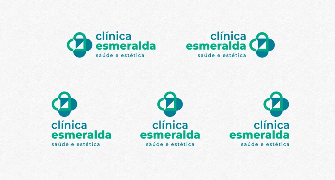 Esmeralda 保健診所醫院logo設計vi設計，醫療十字、膠囊與愛心元素