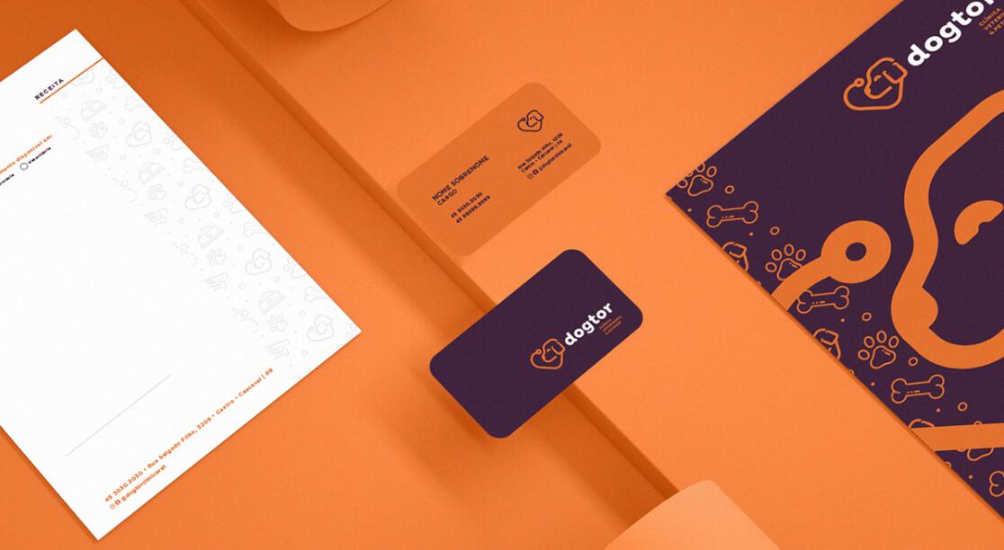 Dogtor 寵物醫(yī)院獸醫(yī)診所logo設(shè)計vi設(shè)計，愛心+醫(yī)生+狗