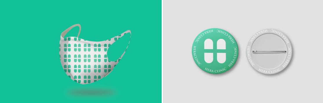 Hera Clinic 赫拉診所醫院logo設計vi設計，H字母+十字