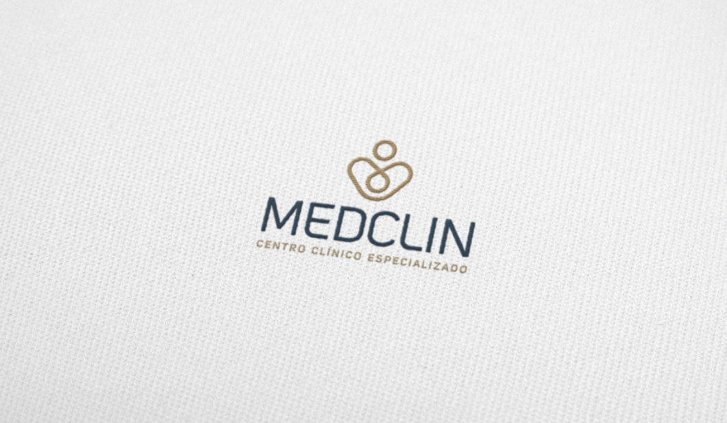 Medclin 高端醫療體檢醫院logo設計vi設計，藍金尊貴體驗氛圍