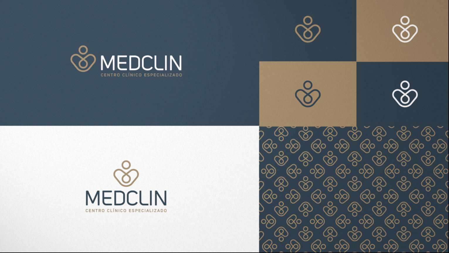 Medclin 高端醫療體檢醫院logo設計vi設計，藍金尊貴體驗氛圍