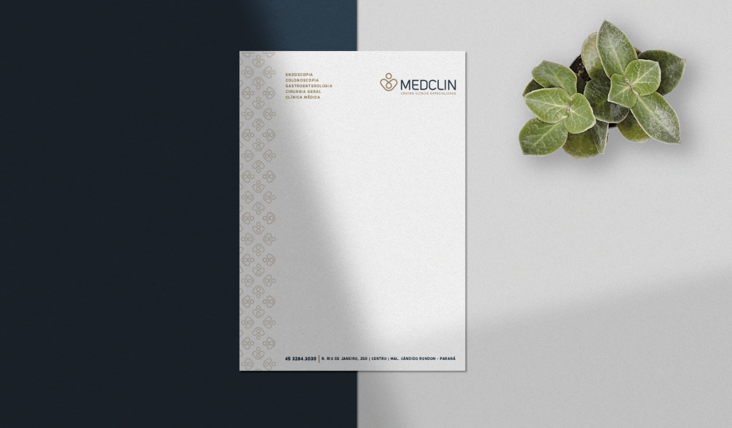 Medclin 高端醫療體檢醫院logo設計vi設計，藍金尊貴體驗氛圍