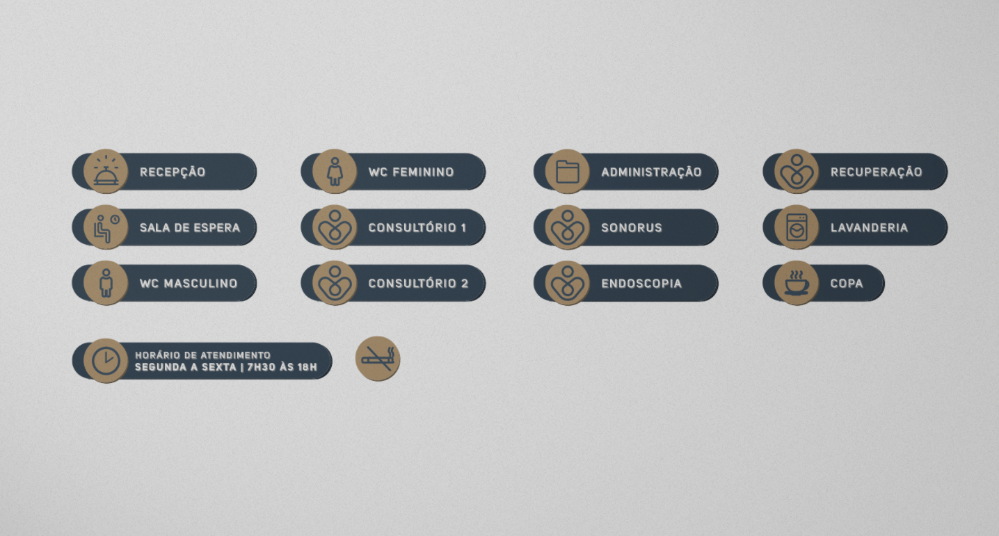 Medclin 高端醫療體檢醫院logo設計vi設計，藍金尊貴體驗氛圍