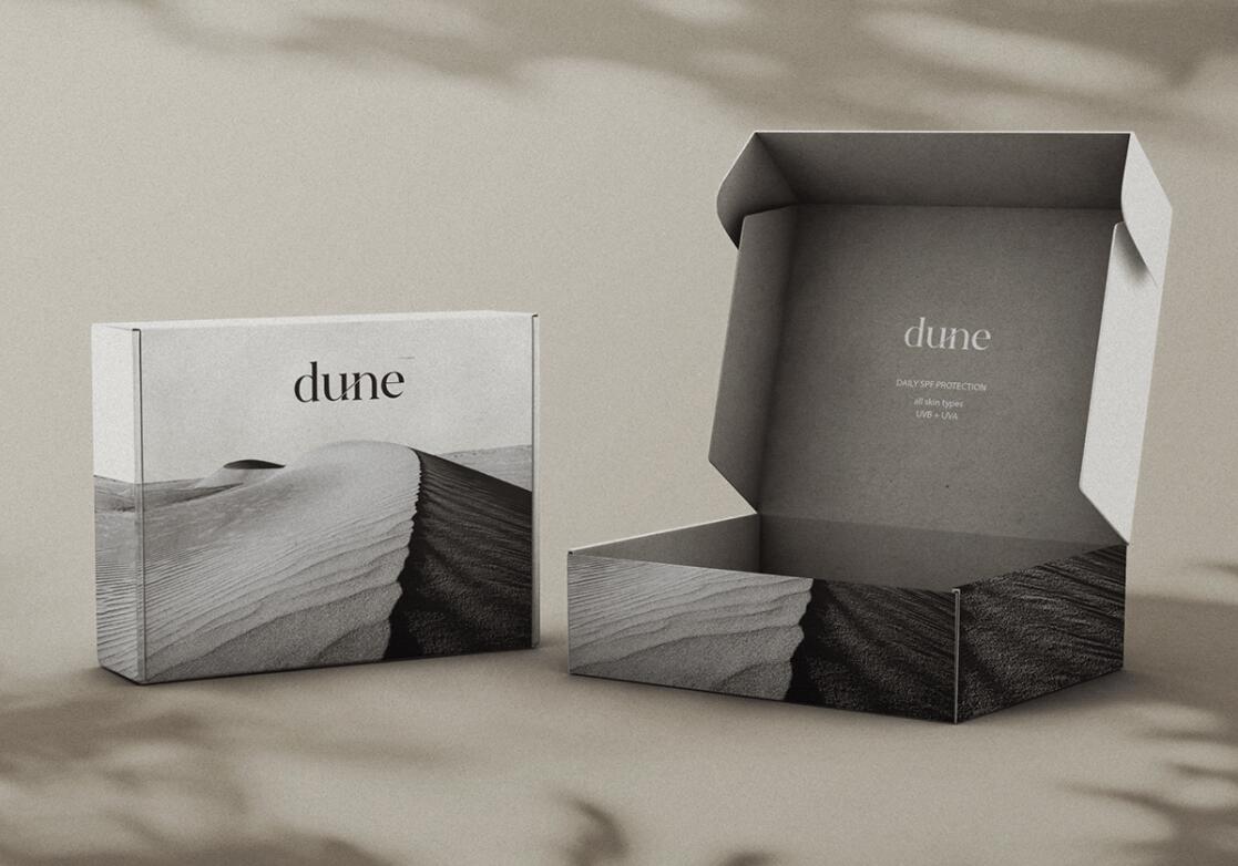 DUNE 防曬霜護膚品化妝品包裝設計“沙漠黑白照片”