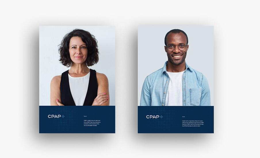 CPAP+睡眠呼吸暫停通氣治療醫療設備品牌logo設計視覺形象vi設計“圓點氣流”圖案