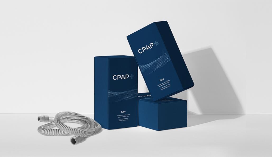 CPAP+睡眠呼吸暫停通氣治療醫療設備品牌logo設計視覺形象vi設計“圓點氣流”圖案