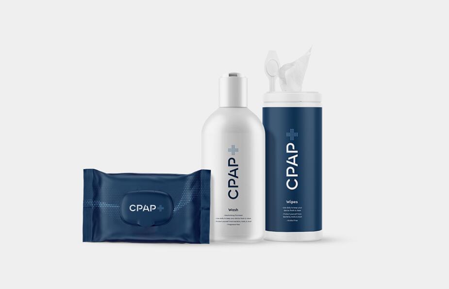 CPAP+睡眠呼吸暫停通氣治療醫療設備品牌logo設計視覺形象vi設計“圓點氣流”圖案