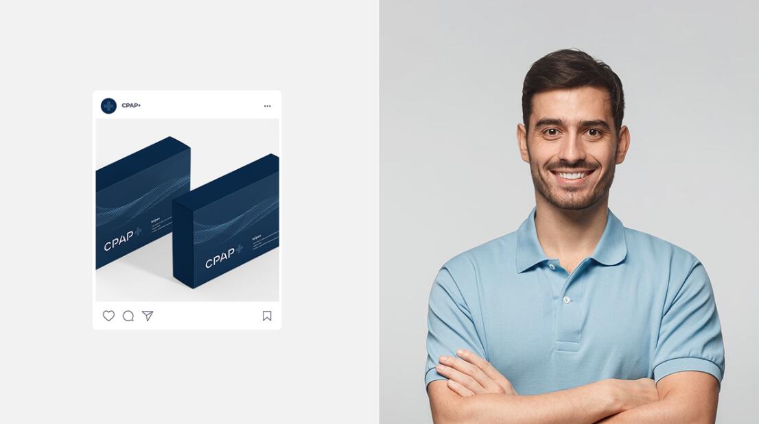 CPAP+睡眠呼吸暫停通氣治療醫療設備品牌logo設計視覺形象vi設計“圓點氣流”圖案