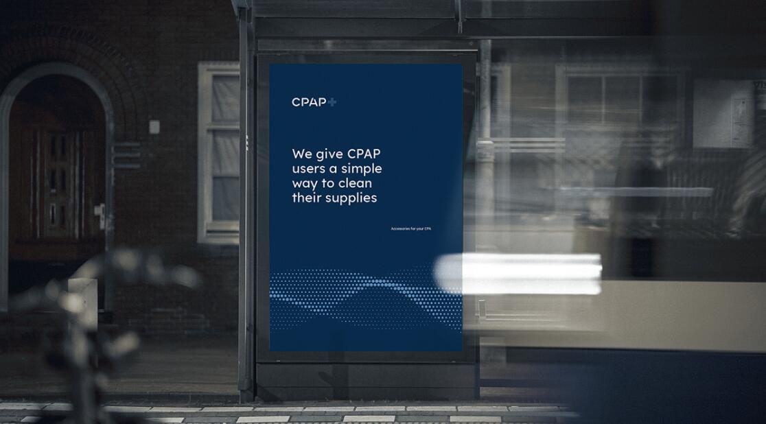 CPAP+睡眠呼吸暫停通氣治療醫療設備品牌logo設計視覺形象vi設計“圓點氣流”圖案