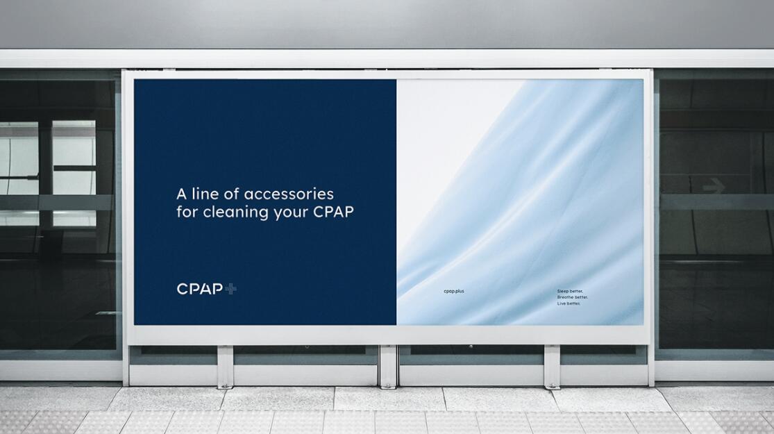 CPAP+睡眠呼吸暫停通氣治療醫療設備品牌logo設計視覺形象vi設計“圓點氣流”圖案