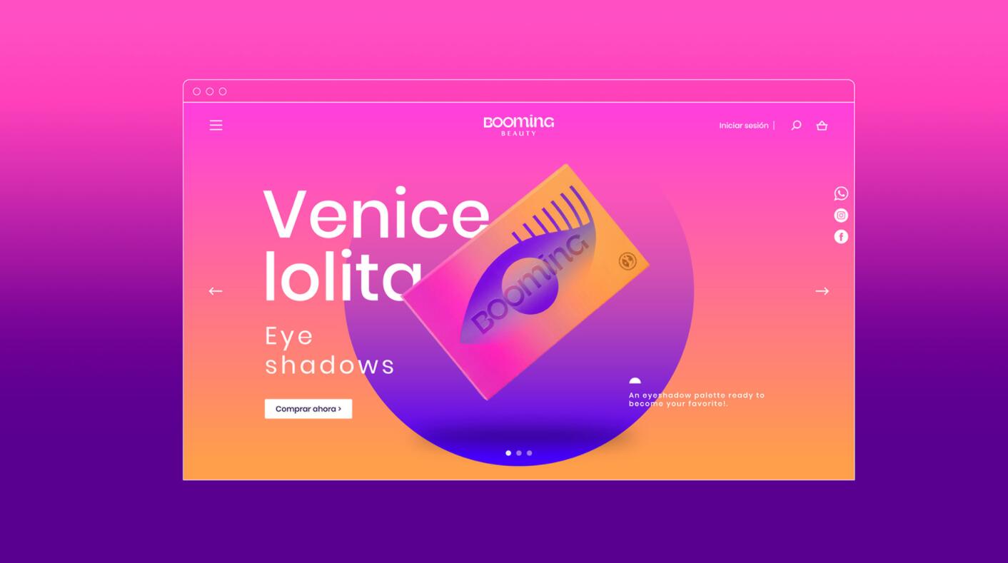 BOOMING 彩妝化妝品包裝設計，“粉金漸變色”金屬箔和閃光裝飾設計