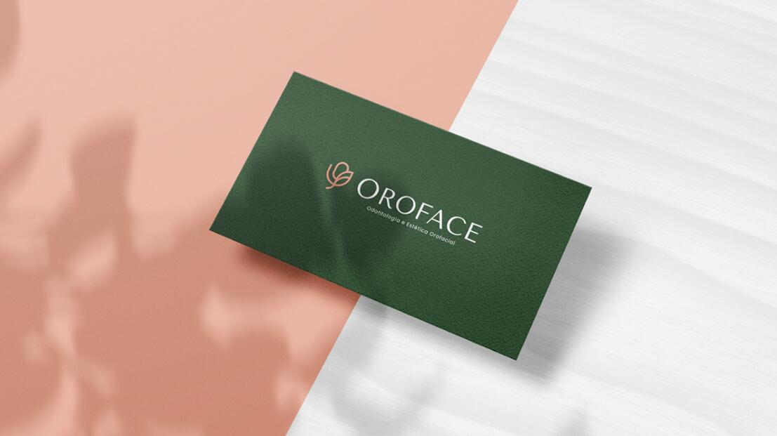 Oroface牙科牙齒矯正與口腔美容診所logo設計vi設計，花朵字母logo+粉綠配色