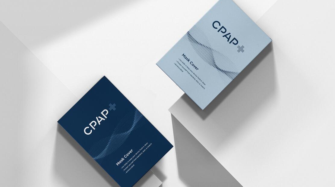 CPAP+睡眠呼吸暫停通氣治療醫療設備品牌logo設計視覺形象vi設計“圓點氣流”圖案