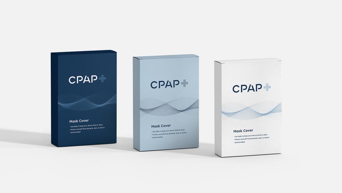 CPAP+睡眠呼吸暫停通氣治療醫療設備品牌logo設計視覺形象vi設計“圓點氣流”圖案