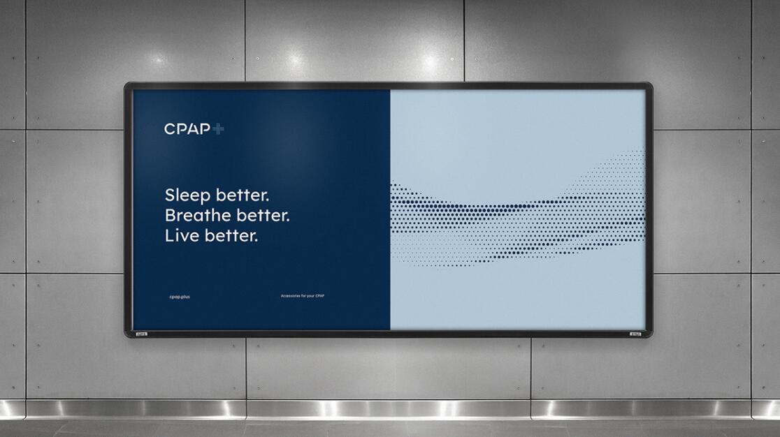 CPAP+睡眠呼吸暫停通氣治療醫療設備品牌logo設計視覺形象vi設計“圓點氣流”圖案