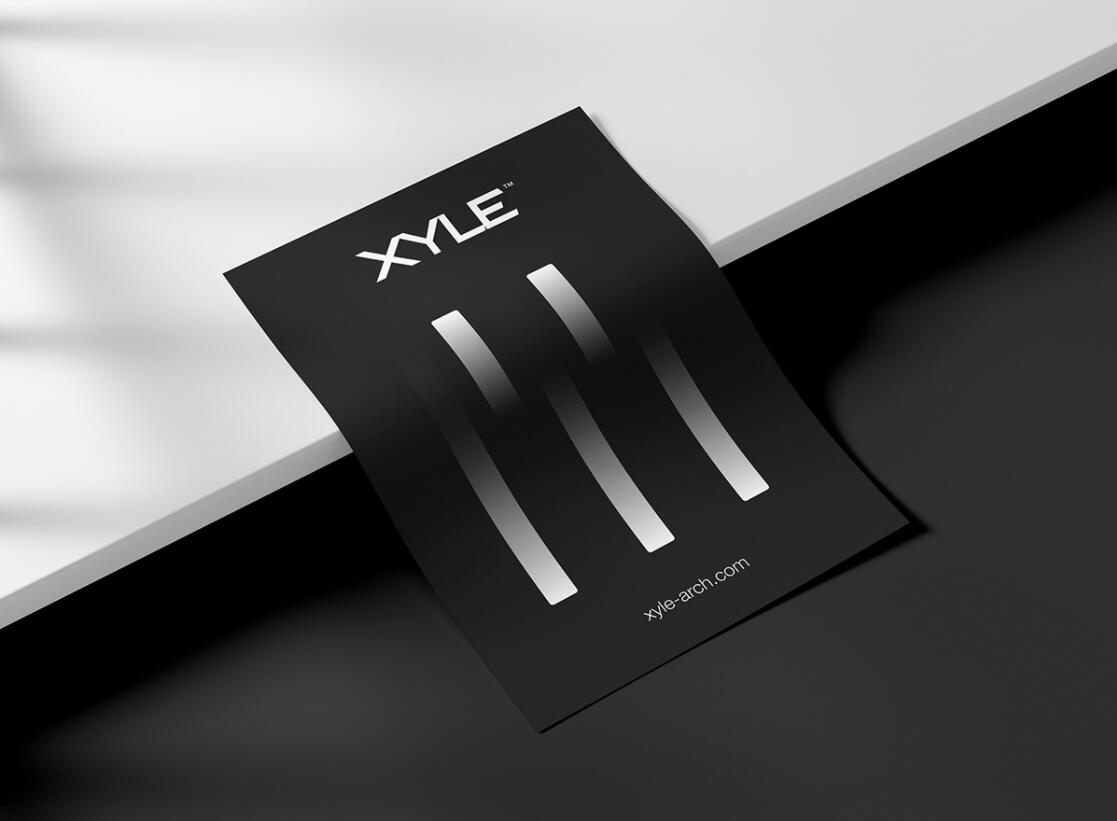 Xyle建筑設計公司logo設計品牌形象vis設計，x磚塊logo與超酷黑白漸變vi風