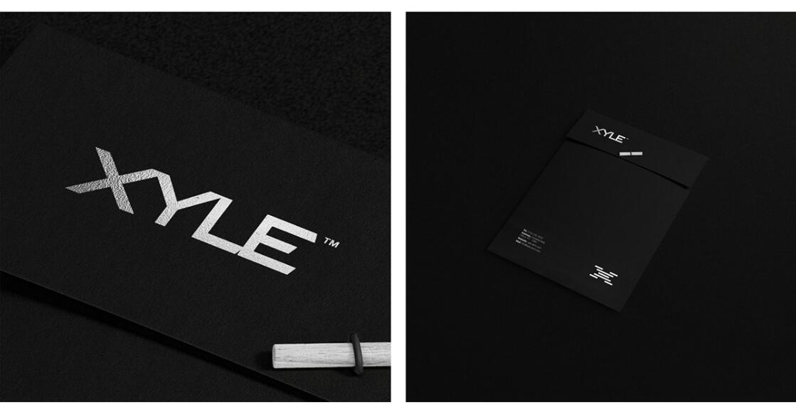 Xyle建筑設計公司logo設計品牌形象vis設計，x磚塊logo與超酷黑白漸變vi風