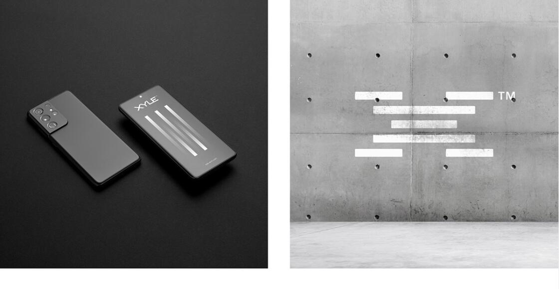Xyle建筑設計公司logo設計品牌形象vis設計，x磚塊logo與超酷黑白漸變vi風