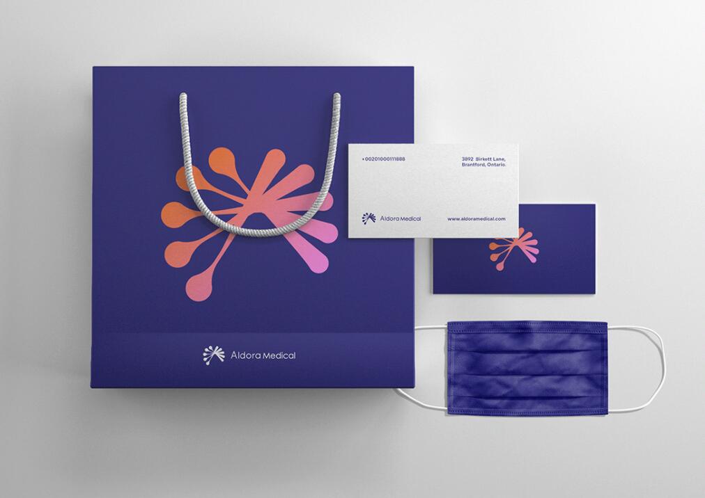 Aldora 醫(yī)療用品公司logo設(shè)計vi設(shè)計，基因重疊+字母A