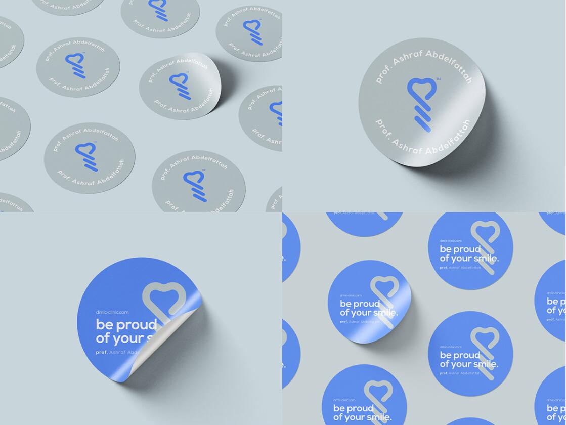 DMIC 亞科診所品牌logo-vi設(shè)計(jì)，明亮輕藍(lán)紫色搭配略灰色