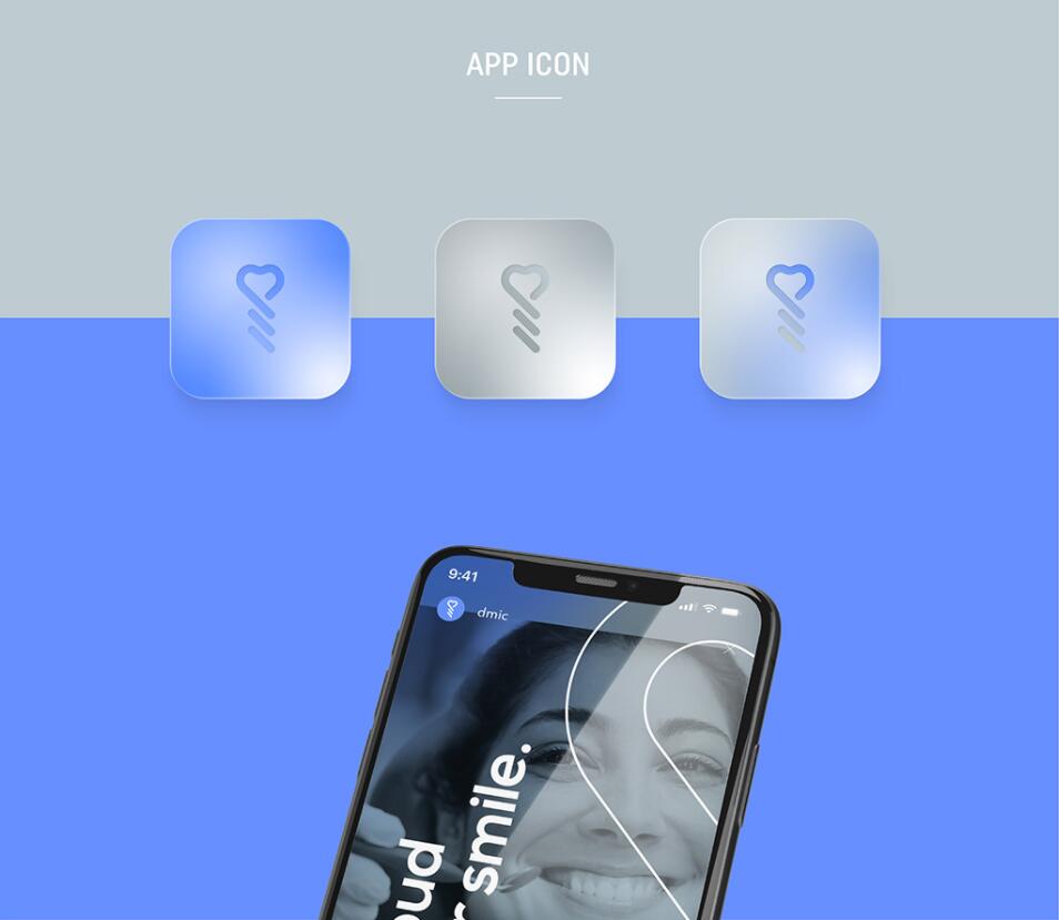 DMIC 亞科診所品牌logo-vi設(shè)計(jì)，明亮輕藍(lán)紫色搭配略灰色