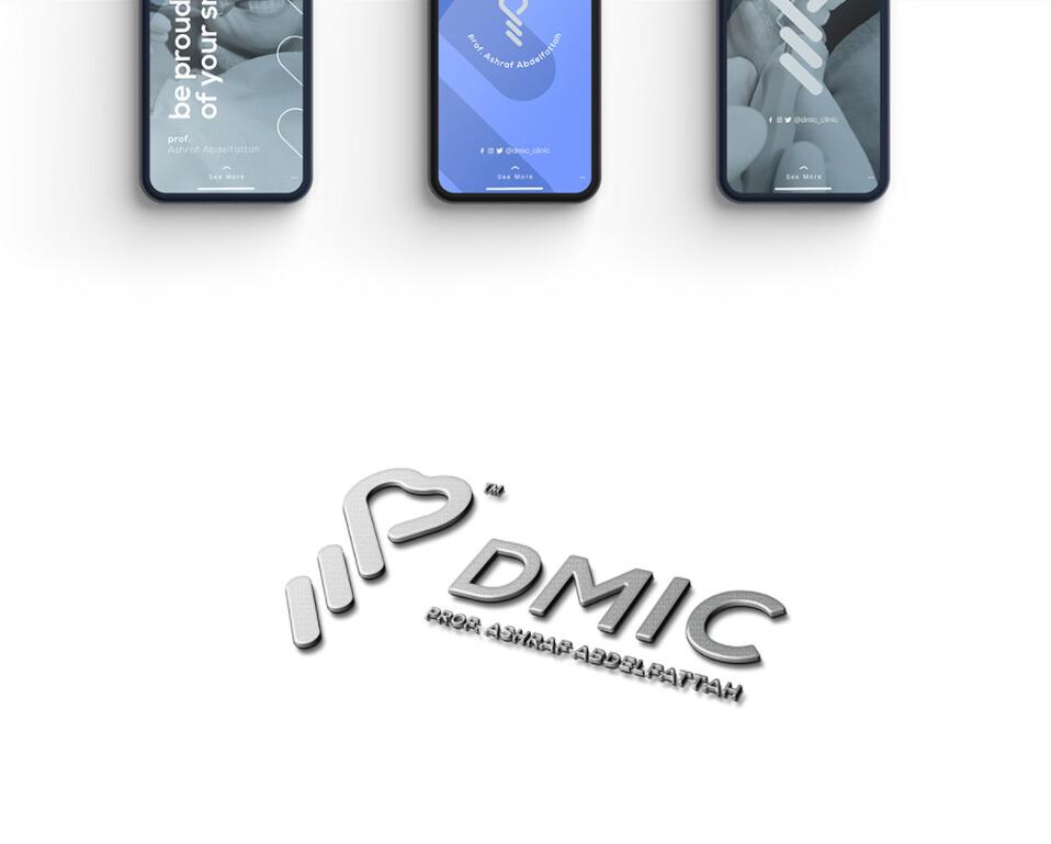 DMIC 亞科診所品牌logo-vi設(shè)計(jì)，明亮輕藍(lán)紫色搭配略灰色