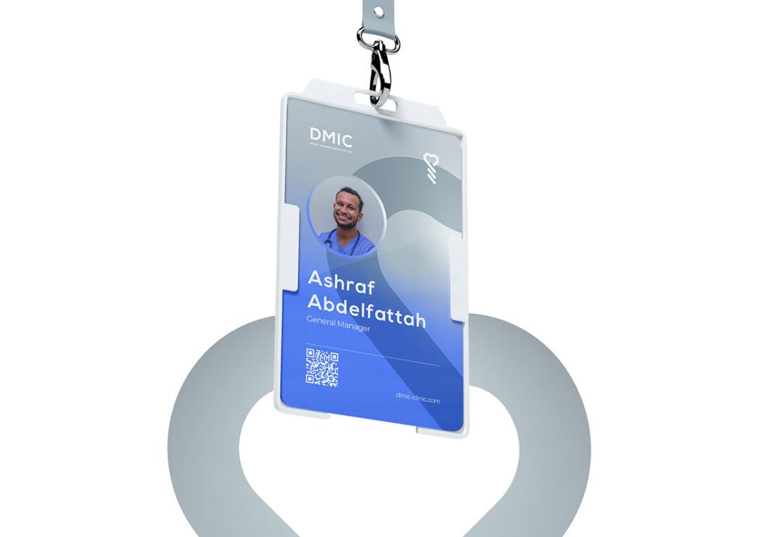 DMIC 亞科診所品牌logo-vi設(shè)計(jì)，明亮輕藍(lán)紫色搭配略灰色