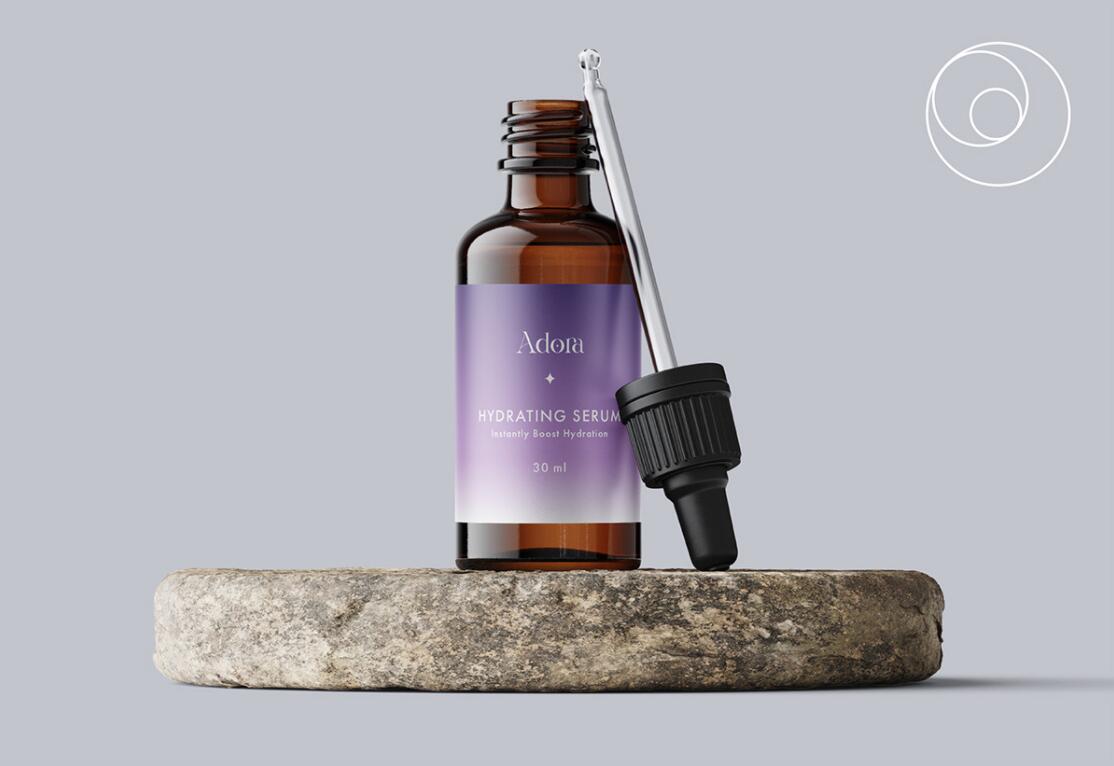 Adora護膚和美容品牌LOGO設計包裝設計，淡雅漸變風格
