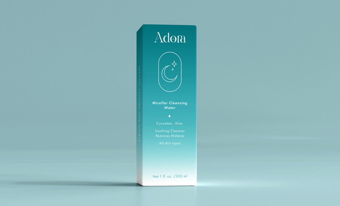 Adora護膚和美容品牌LOGO設計包裝設計，淡雅漸變風格
