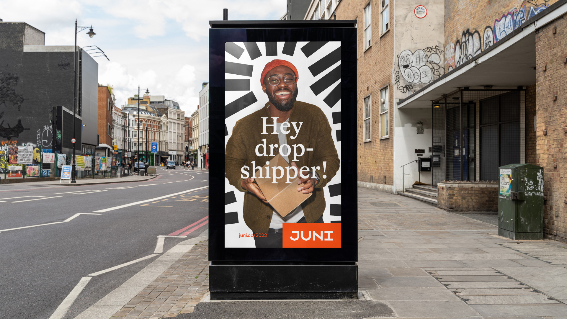 Juni金融科技初創(chuàng)公司logo設(shè)計(jì)品牌形象vi設(shè)計(jì),源自多米諾骨牌粗線條色塊核心視覺-戶外廣告海報(bào)