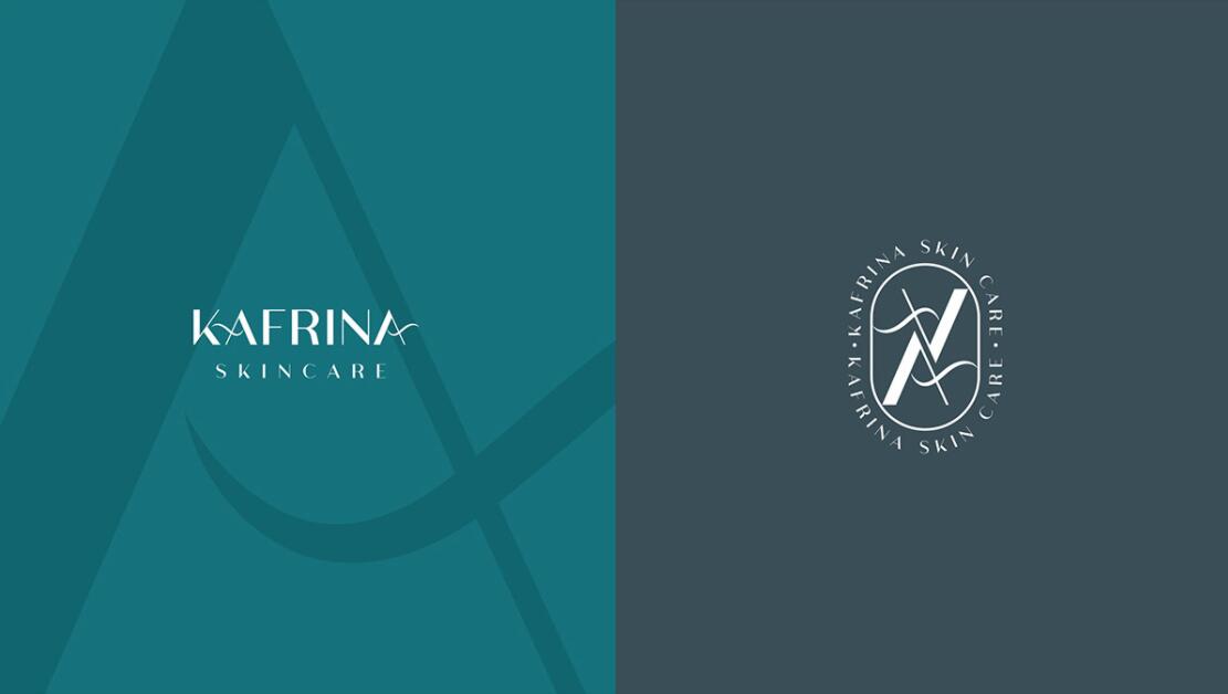 KAFRINA美容護膚產品品牌logo/vi設計，雙A字母+橢圓形品牌形象識別