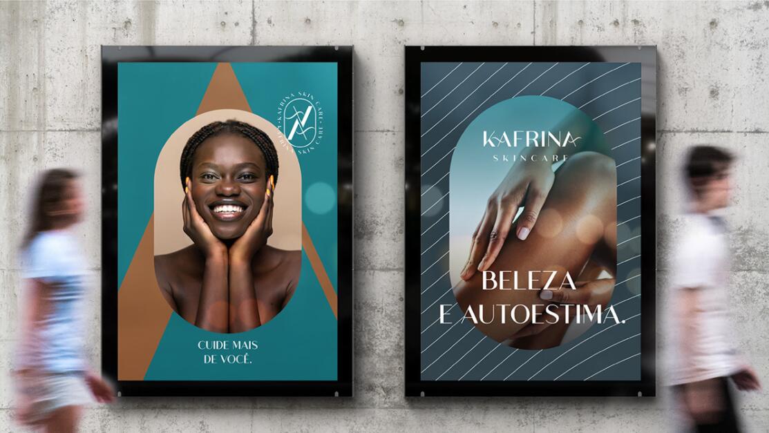 KAFRINA美容護膚產品品牌logo/vi設計，雙A字母+橢圓形品牌形象識別