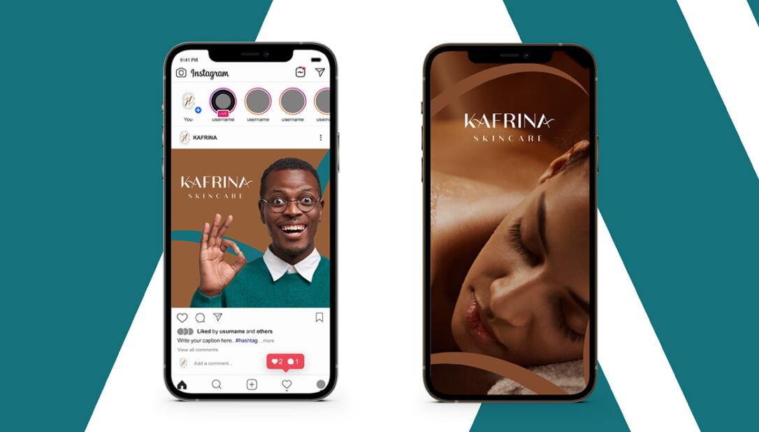 KAFRINA美容護膚產品品牌logo/vi設計，雙A字母+橢圓形品牌形象識別