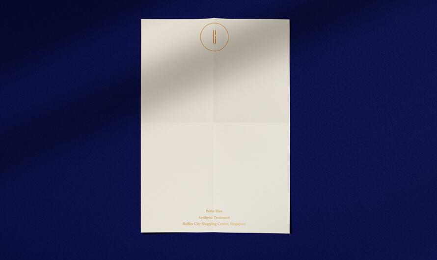 PABLO BLAU高端護膚美容會所診所logo設計品牌形象vi設計，藍金色奢華風格