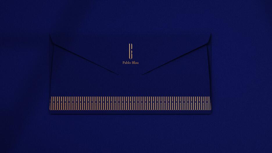PABLO BLAU高端護膚美容會所診所logo設計品牌形象vi設計，藍金色奢華風格